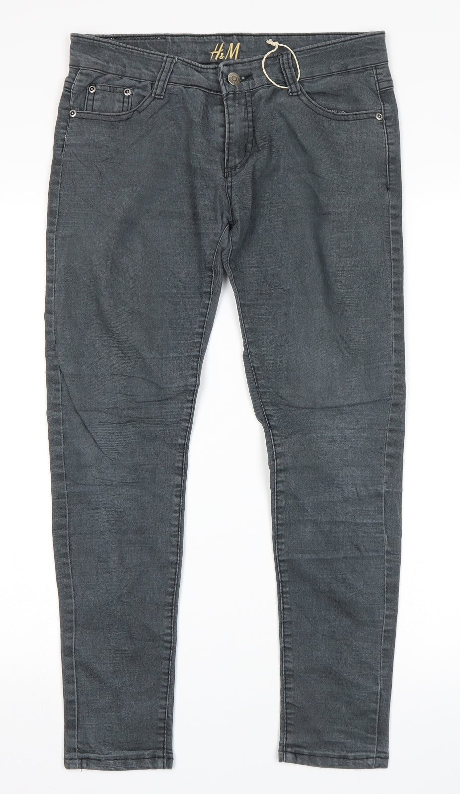 Womens UK Size 32 in H&M Regular Fit Skinny Grey Jeans