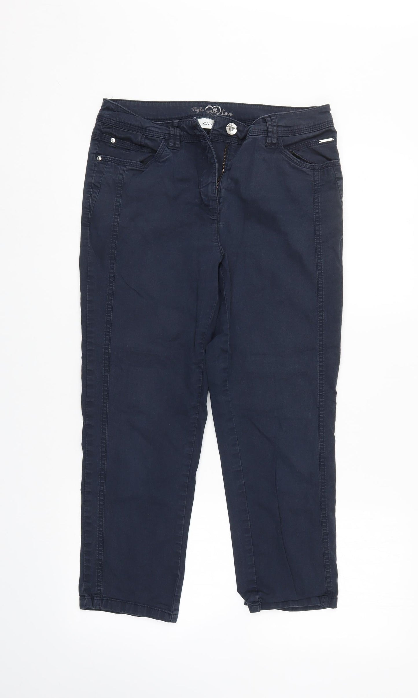 Womens UK Size 10 Canda Regular Fit Cropped Blue Jeans