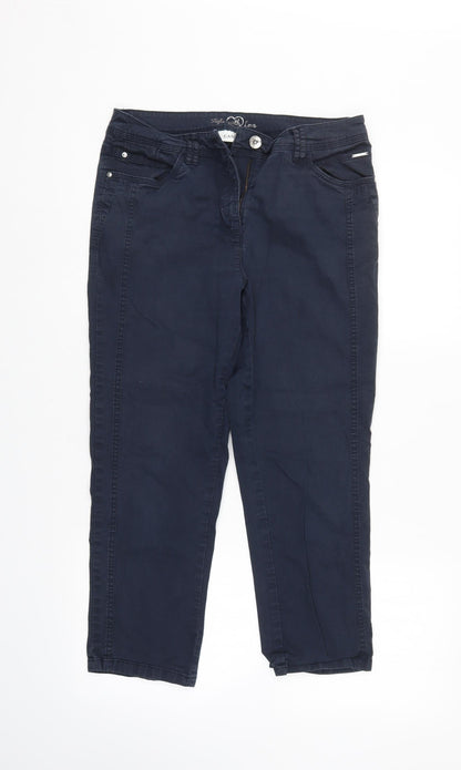 Womens UK Size 10 Canda Regular Fit Cropped Blue Jeans