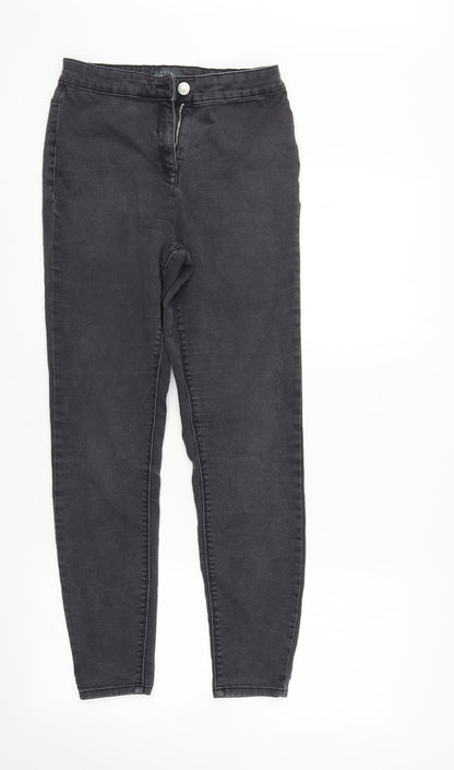 Womens UK Size 10 Papaya Regular Fit Tapered Black Jeans
