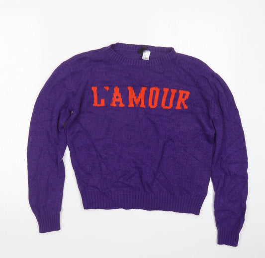 Divided by H&M Womens Purple  Knit Pullover Jumper Size XS