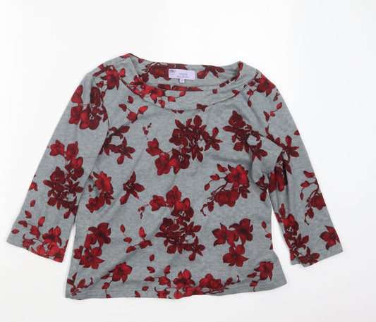 EWM Womens Grey Floral  Pullover Jumper Size 12