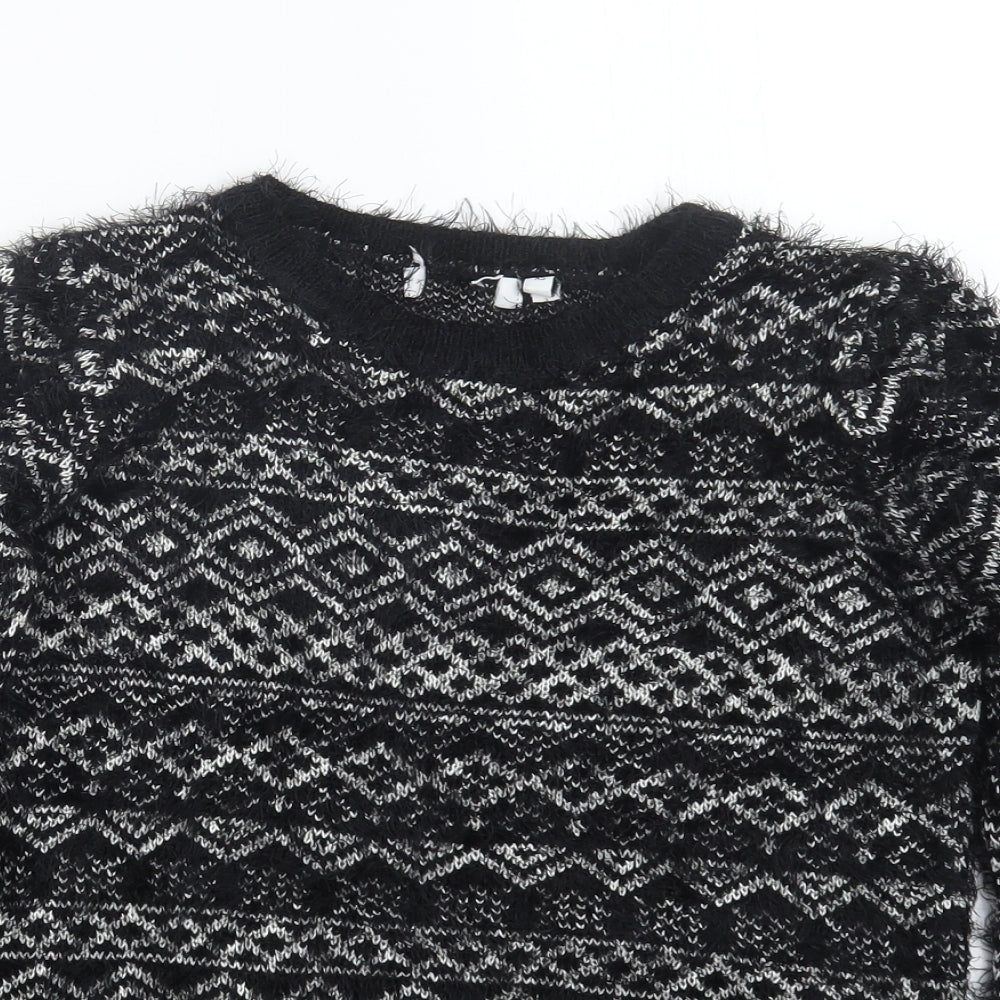 C&A Womens Black Geometric  Pullover Jumper Size XS