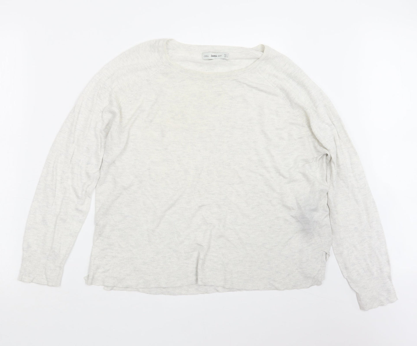 Womens UK Size L Zara Knit White Pullover Jumper