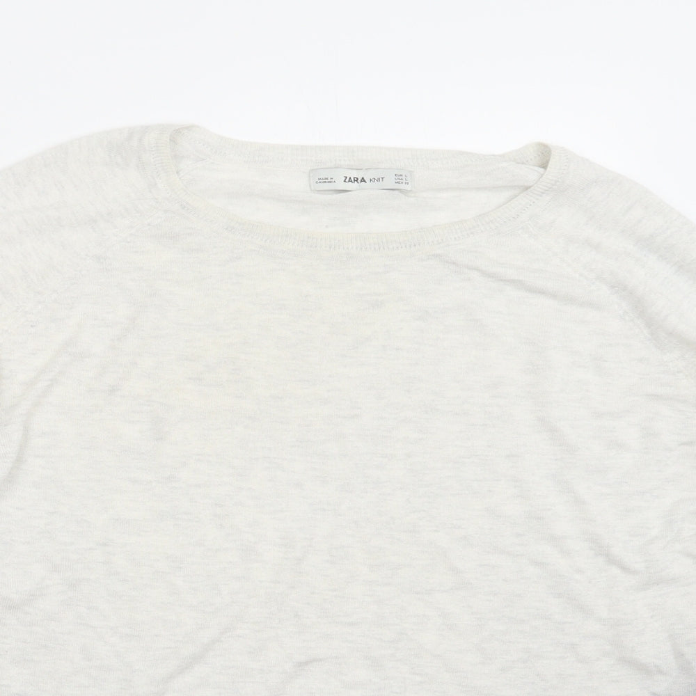 Womens UK Size L Zara Knit White Pullover Jumper