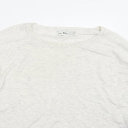 Womens UK Size L Zara Knit White Pullover Jumper