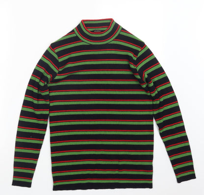 Classic Sports Womens Green Striped Knit Pullover Jumper Size 12