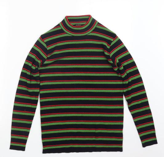 Classic Sports Womens Green Striped Knit Pullover Jumper Size 12
