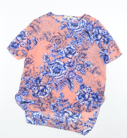 Papaya Womens Blue Floral  Basic T-Shirt Size 10