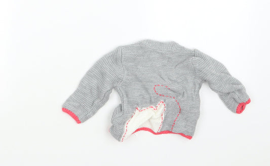 F&F Girls Grey  Knit Pullover Jumper Size 0-3 Months