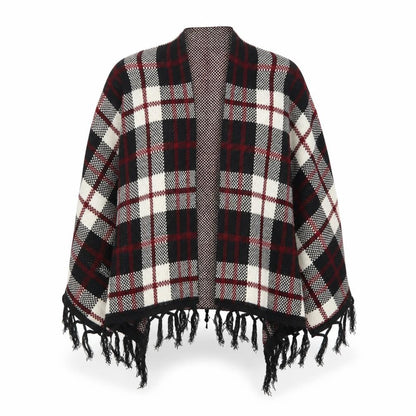 Select Womens Black Check Knit  Shawl/Wrap