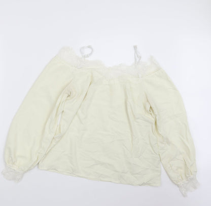 Womens UK Size M Preworn Ivory Basic Blouse