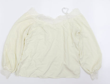 Womens UK Size M Preworn Ivory Basic Blouse
