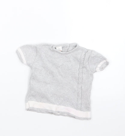 Preworn Girls Grey  Knit Pullover Jumper Size 12-18 Months