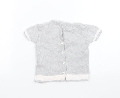 Preworn Girls Grey  Knit Pullover Jumper Size 12-18 Months
