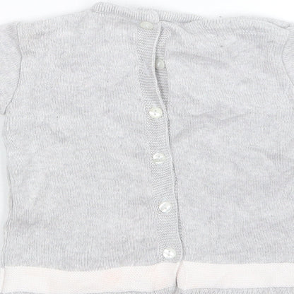Preworn Girls Grey  Knit Pullover Jumper Size 12-18 Months