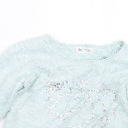 H&M Girls Green   Pullover Jumper Size 9-10 Years