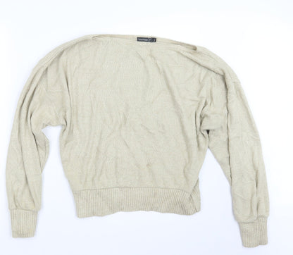 Boohoo Womens Beige  Knit Pullover Jumper Size M
