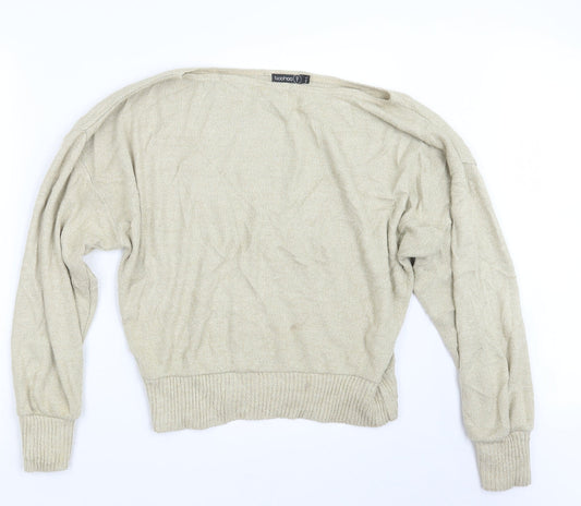 Boohoo Womens Beige  Knit Pullover Jumper Size M