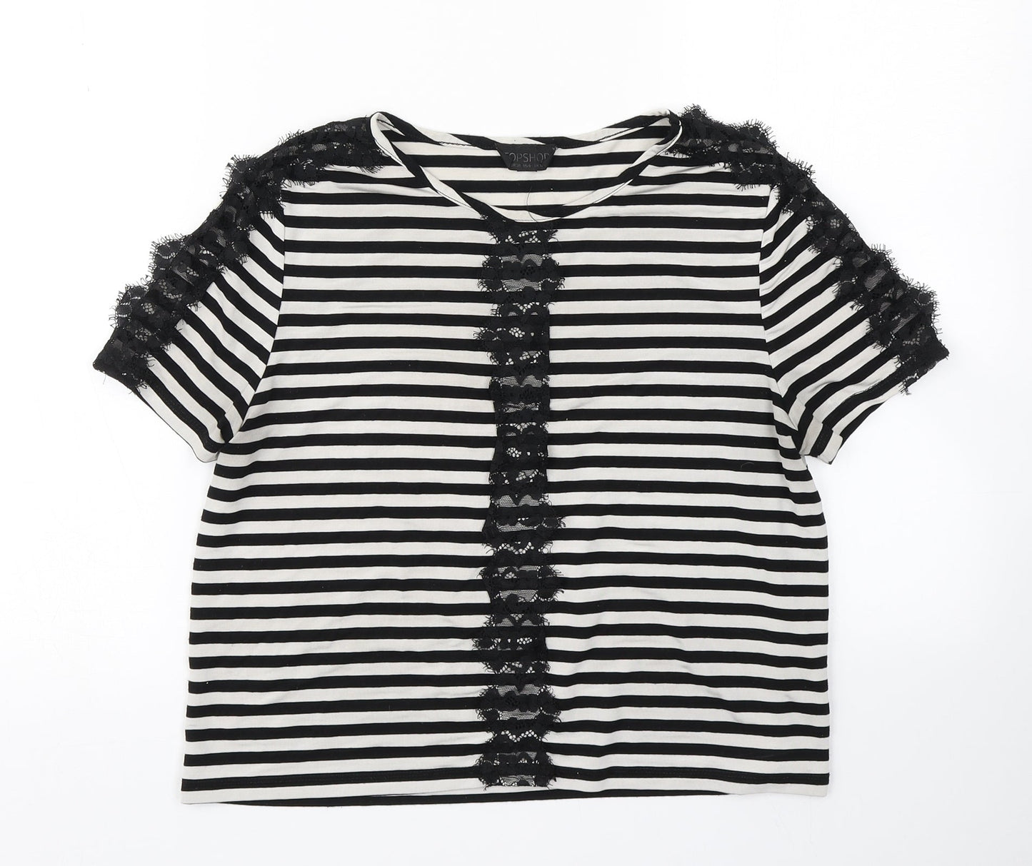 Womens UK Size 10 Topshop Black Basic T-Shirt