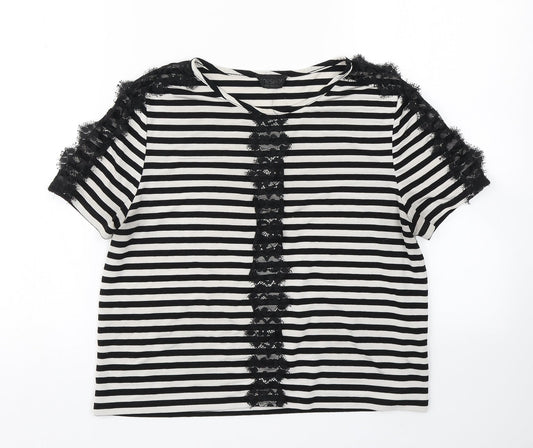 Womens UK Size 10 Topshop Black Basic T-Shirt