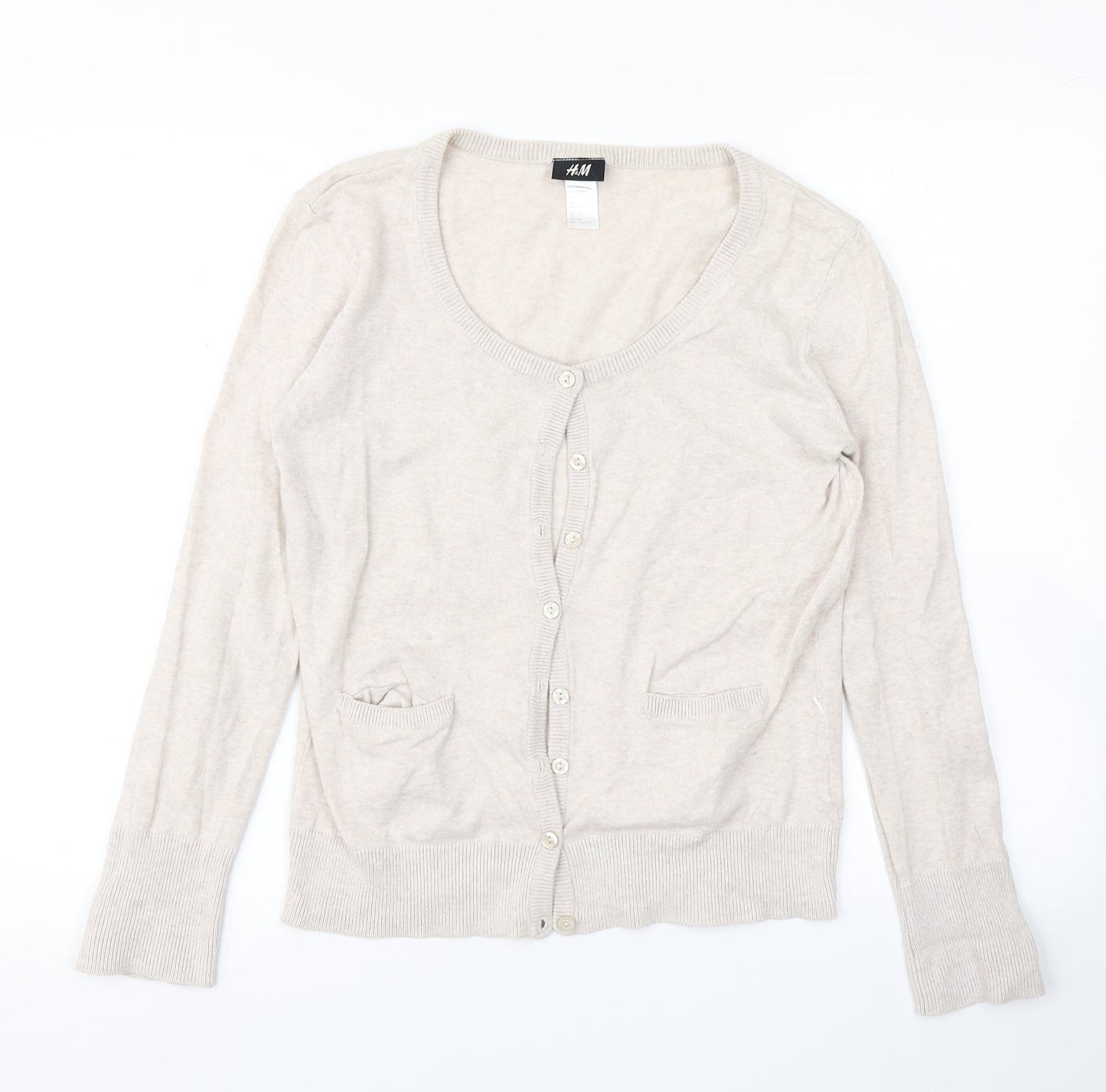 Womens UK Size M H&M Beige Cardigan Jumper