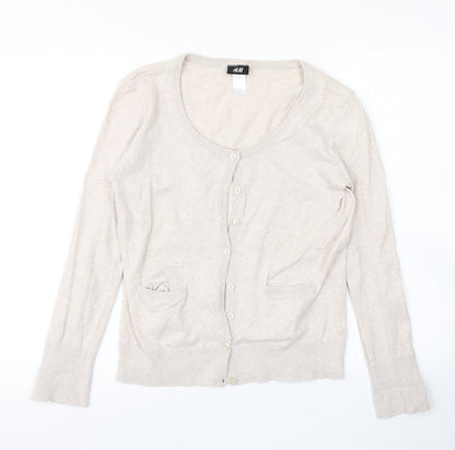 Womens UK Size M H&M Beige Cardigan Jumper