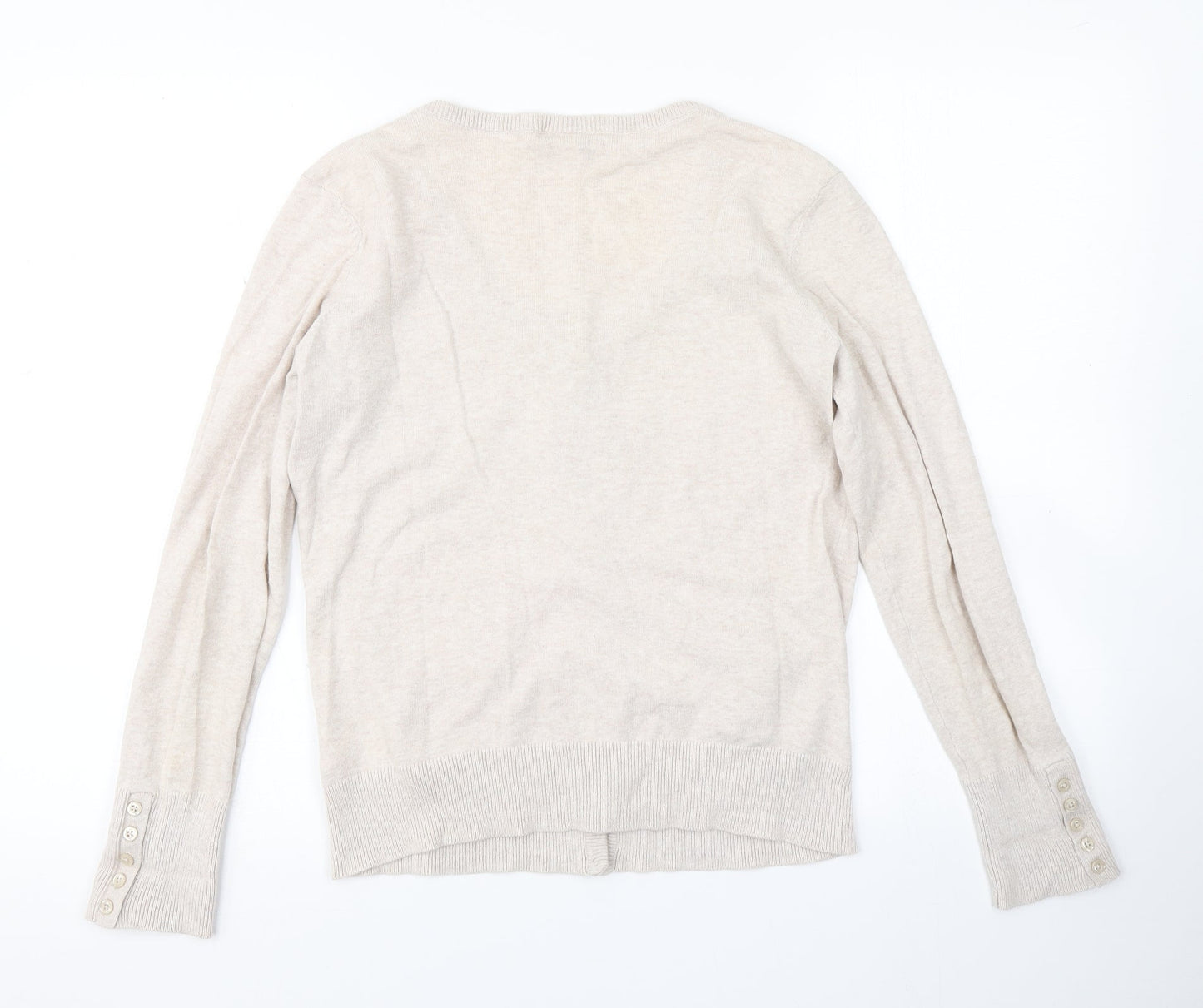 Womens UK Size M H&M Beige Cardigan Jumper