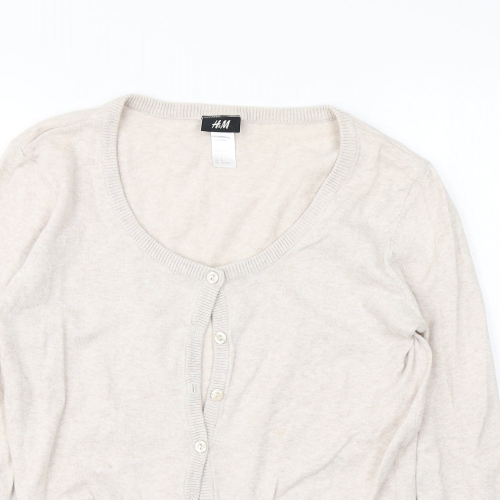 Womens UK Size M H&M Beige Cardigan Jumper