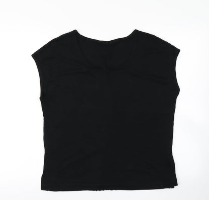 Womens UK Size 10 Dorothy Perkins Black Basic T-Shirt