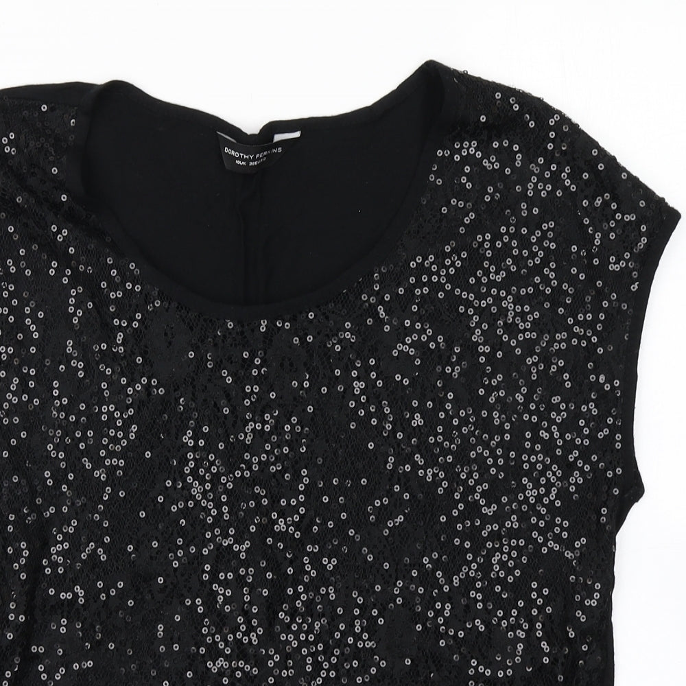 Womens UK Size 10 Dorothy Perkins Black Basic T-Shirt