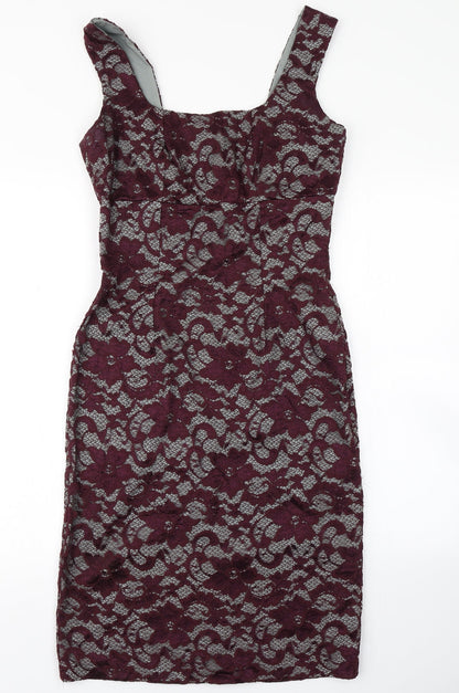 Hybrid Womens Purple  Lace Pencil Dress  Size 12