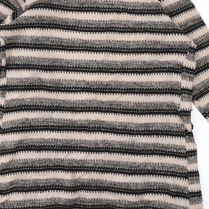 Talk Talk Womens Beige Striped Knit Cardigan Jumper Size 12