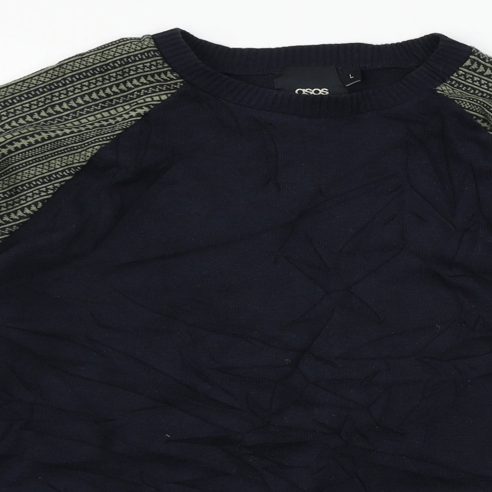 ASOS Mens Blue  Knit Pullover Jumper Size L