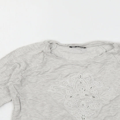 Caroll Womens Grey  Jersey Basic T-Shirt Size 8