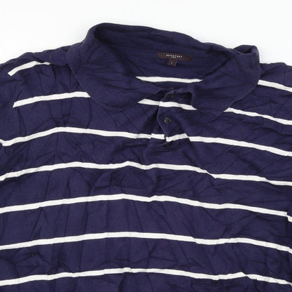 Refectory Mens Blue Striped Knit Pullover Jumper Size L