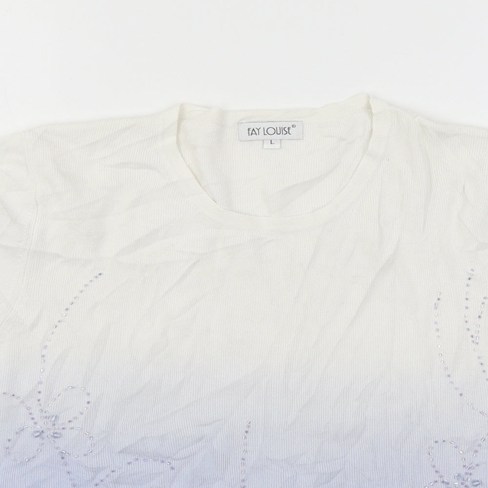 Womens UK Size L Fay Louise White Basic T-Shirt