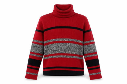 Liz & Co Girls Red Striped Knit Pullover Jumper Size XS