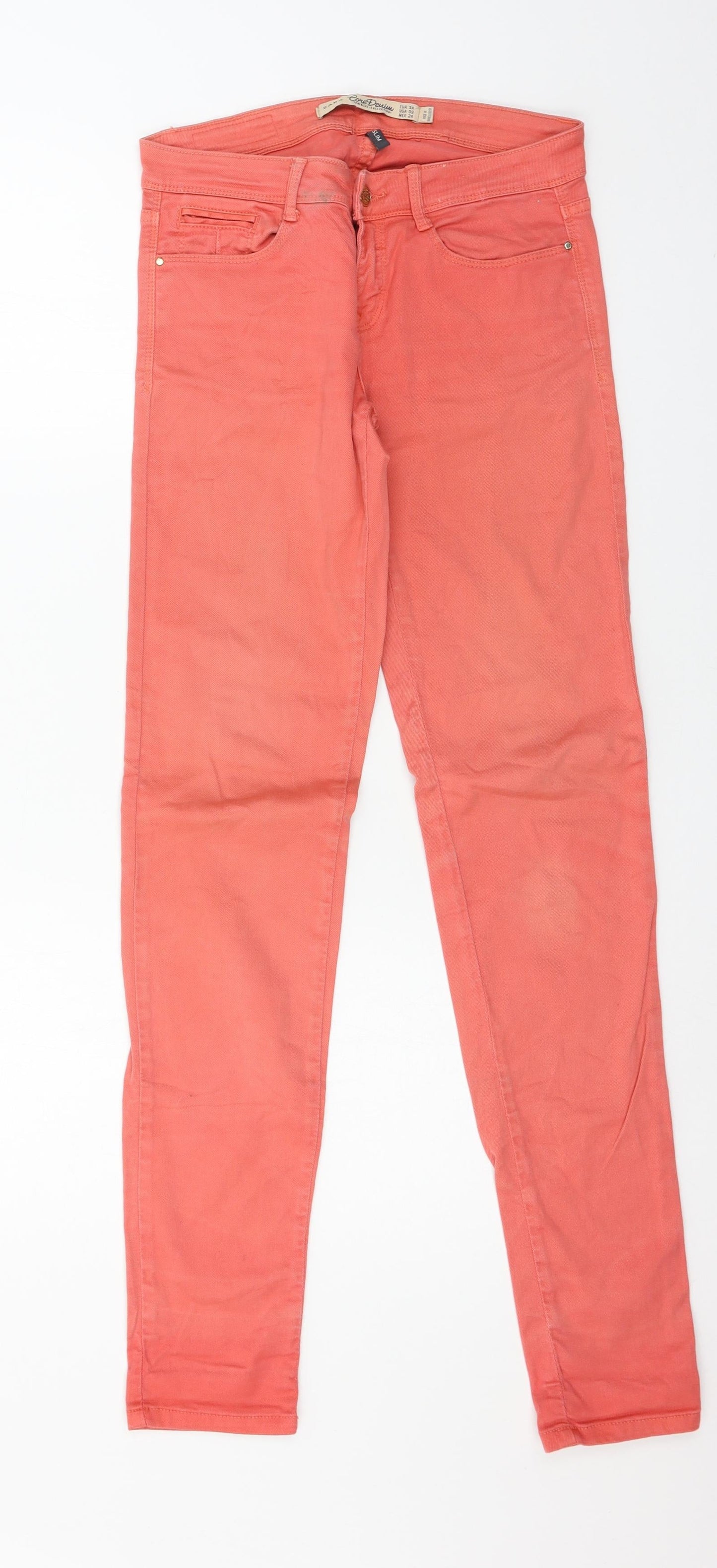 Zara Womens Orange  Denim Skinny Jeans Size 6 L31 in