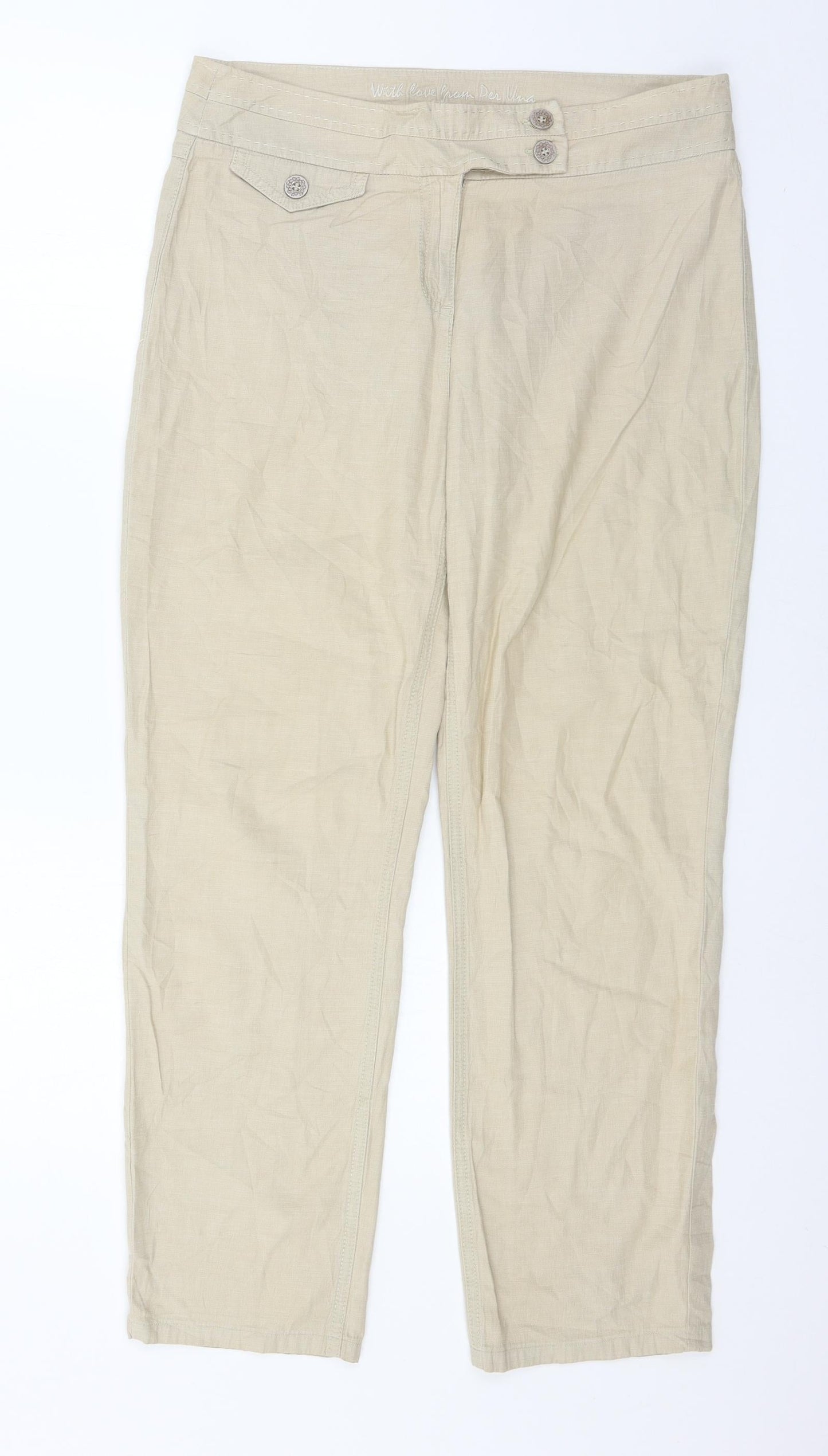 Womens UK Size 14 Per Una Regular Fit  Beige Trousers
