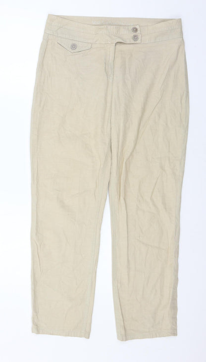 Womens UK Size 14 Per Una Regular Fit  Beige Trousers