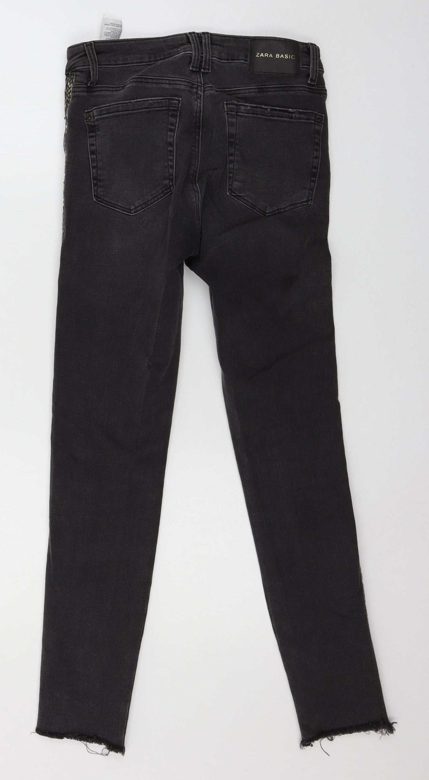 Zara Womens Grey Striped Denim Skinny Jeans Size 8 L27 in