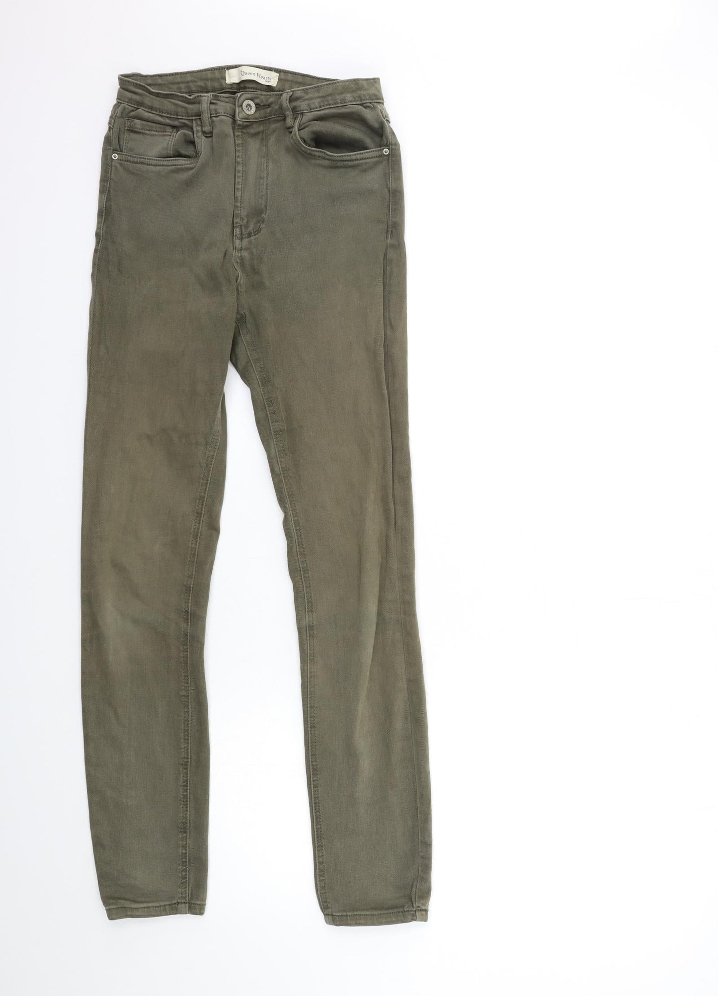 QUEEM HEARTS Womens Green  Denim Skinny Jeans Size L L30 in