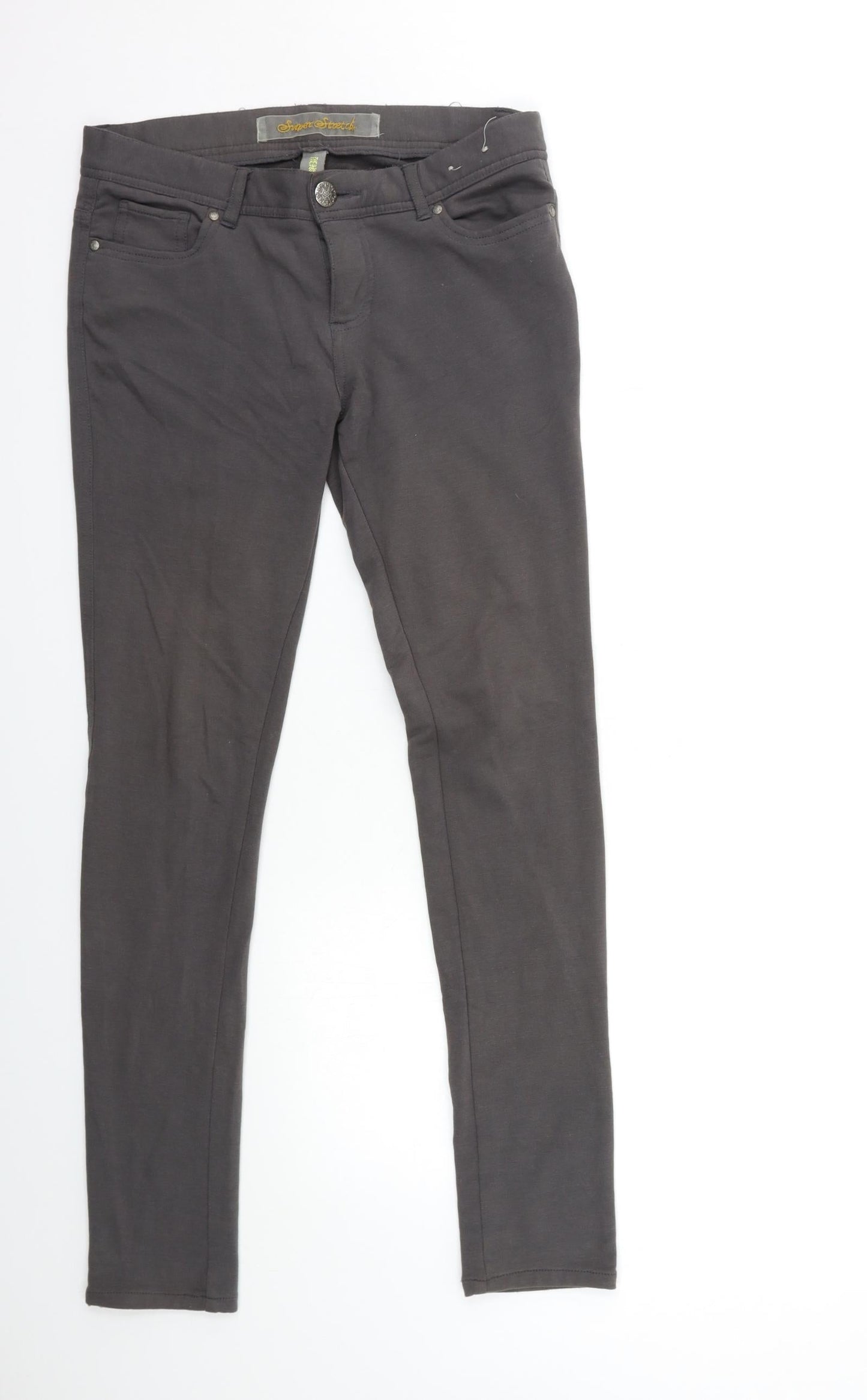 Denim & Co. Womens Grey   Trousers  Size 10 L31 in