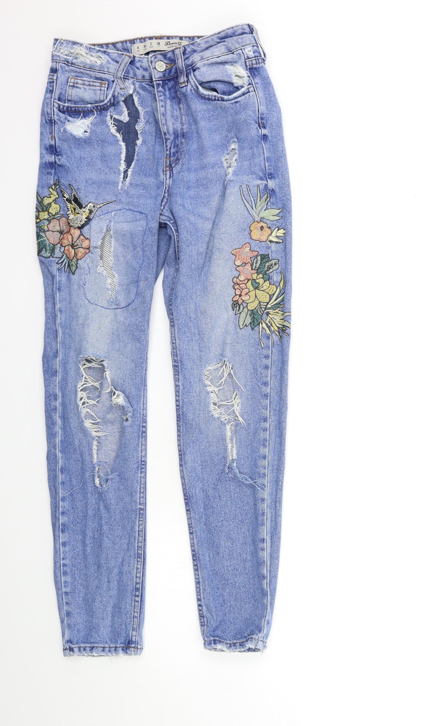 Denim & Co. Womens Blue  Denim Straight Jeans Size 6 L27 in