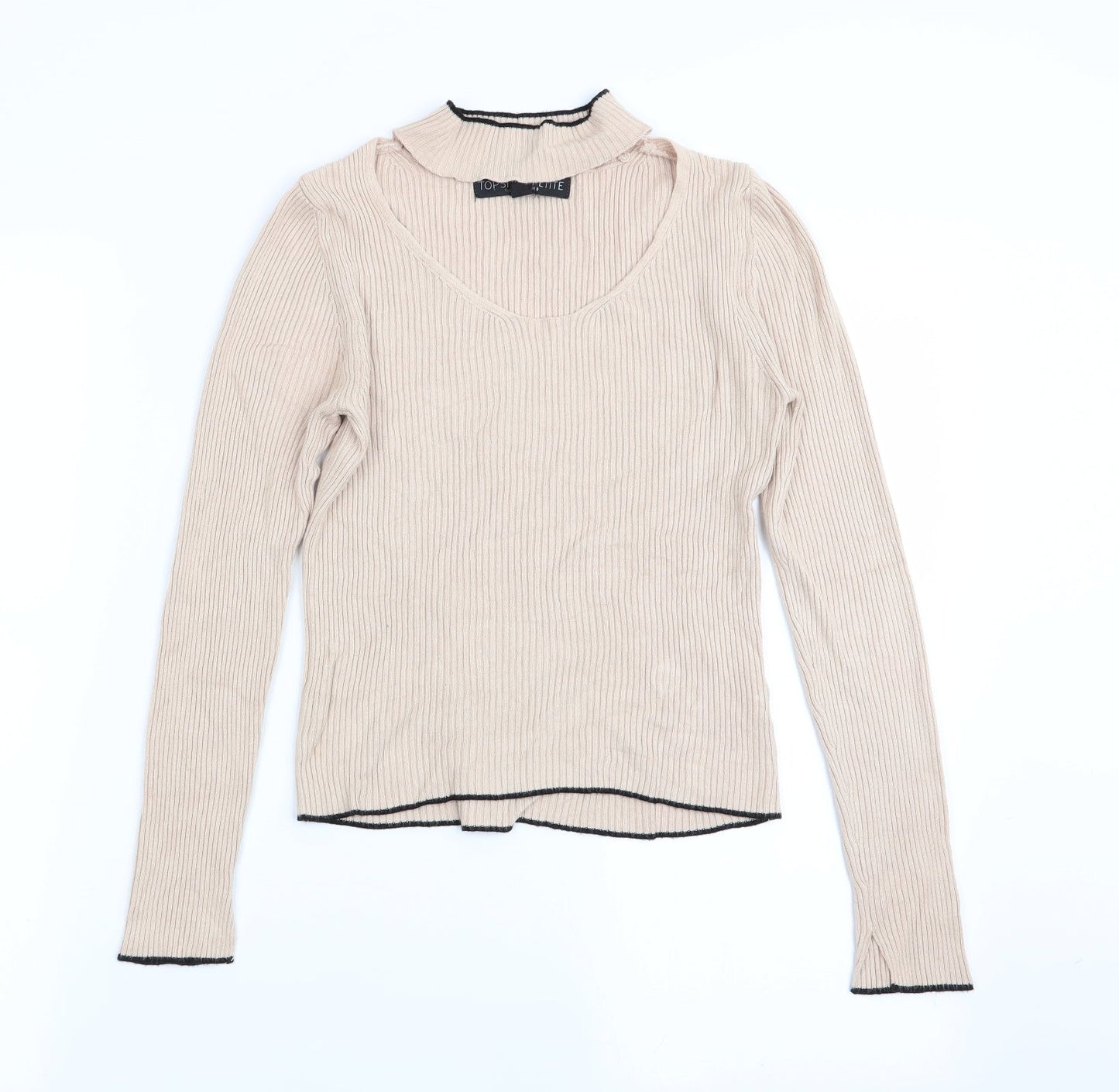 Womens UK Size 8 Topshop Beige Basic T-Shirt