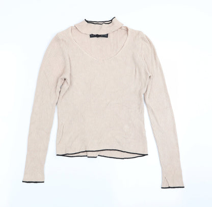 Womens UK Size 8 Topshop Beige Basic T-Shirt