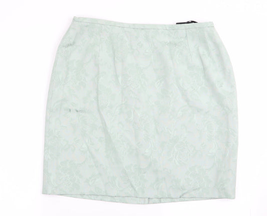 Dorothy Perkins Womens Green Floral  Flare Skirt Size 16