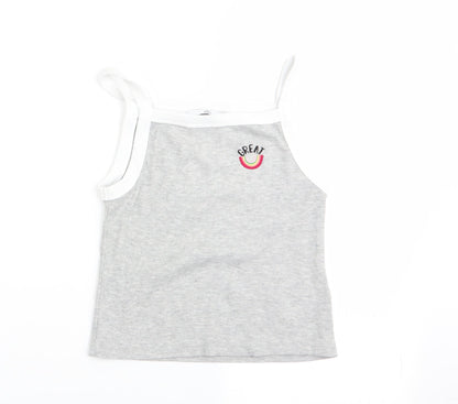 M&S Girls Grey   Basic Tank Size 8-9 Years