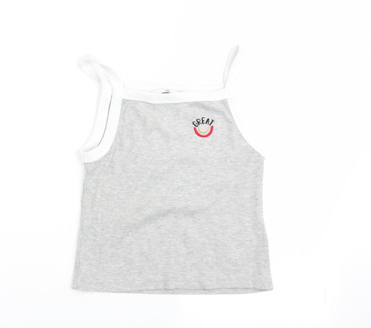 M&S Girls Grey   Basic Tank Size 8-9 Years